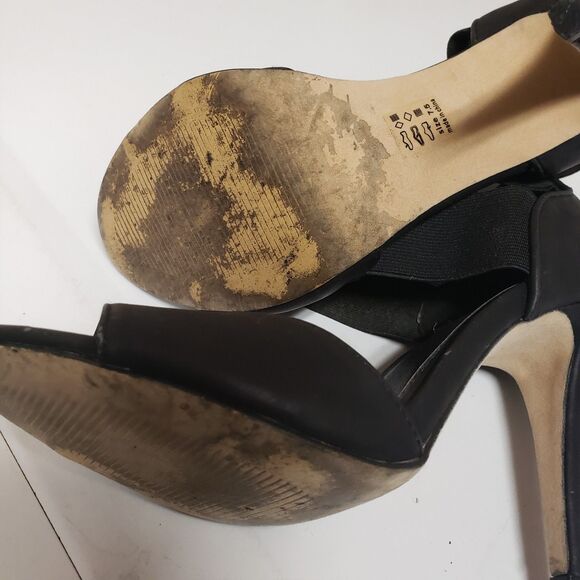 Michael Antonio Black Stiletto Open Toe Cutout Padded Beaded Shoe 7.5 PO G - Picture 11 of 14